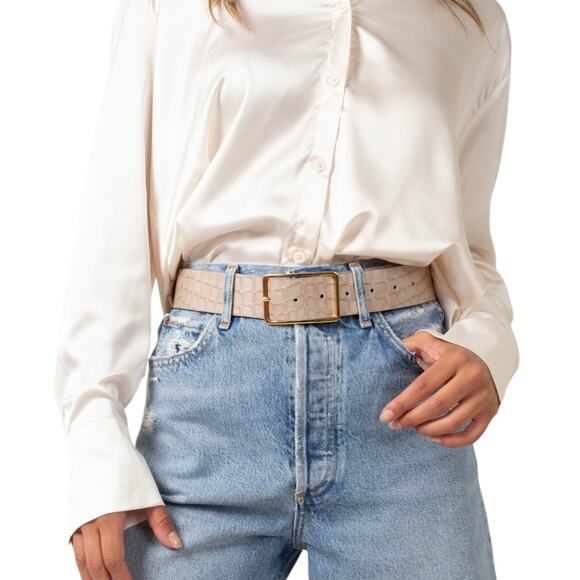 B-LOW the BELT Milla Croco Luster Leather Belt in Petal Pink XS - Picture 2 of 7